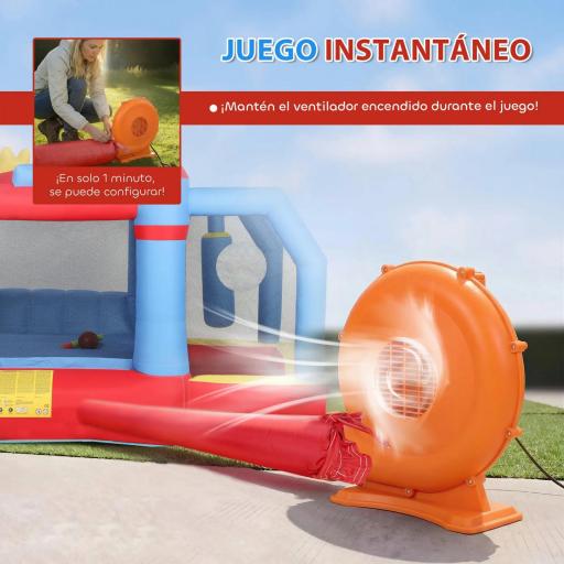 Castillo Hinchable para Niños con Soplador Tobogán Trampolín Piscina Pilar de Boxeo y Aro de Baloncesto 277x270x215 cm [6]