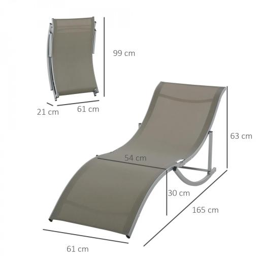 Conjunto de 2 Tumbonas de Jardín Tumbonas Plegables con Marco de Aluminio Texteline para Piscina Patio 165x61x63 cm Gris [1]