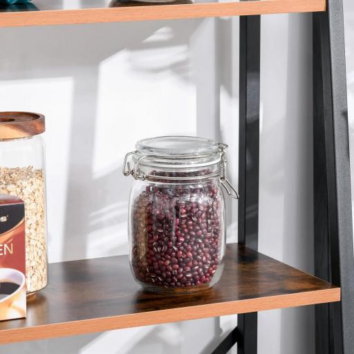 Estantería de Escalera Estantería Industrial Librería con 4 Estantes para Libros para Salón 60x35x145 cm Marrón Rústico [5]