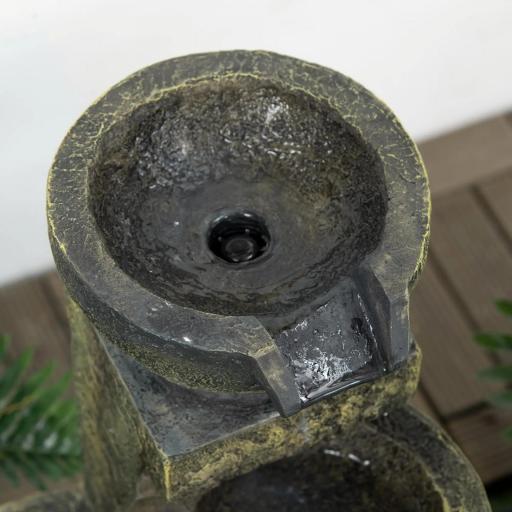 Fuente de Agua en Cascada de 4 Niveles 5W con Bomba de Agua y Salida de Agua Ajustable 25x24x60 cm Multicolor [9]