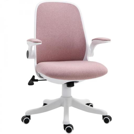 Silla Giratoria de Oficina Silla de Escritorio Basculante Altura Ajustable Reposabrazos Elevable 62,5x60x94-104 cm Rosa [8]