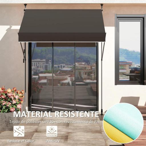 Toldo Manual Retráctil 200x120x210-310 cm para Balcón y Terraza con Altura Ajustable con Manivela Negro [7]