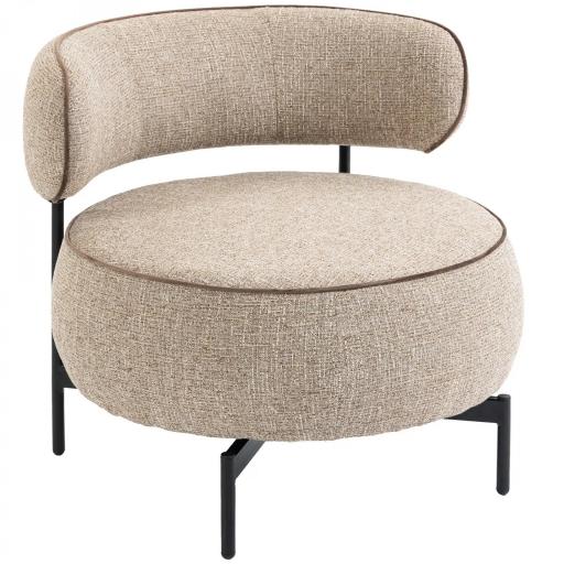 Butaca de Salón con Asiento Giratorio Tapizado en Lino Asiento Amplio Relleno Grueso Patas de Metal Beige [9]