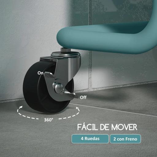 Carrito Auxiliar con Ruedas Carro de Almacenaje Multifuncional con Ganchos y Cajas Colgantes 42x38x86,5 cm Azul Verdoso [5]