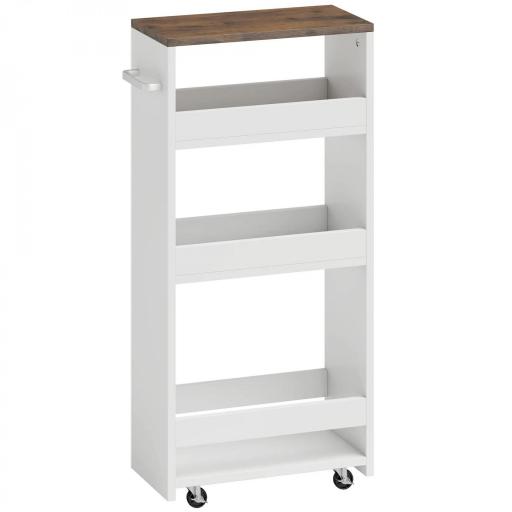 Carrito de Cocina Estrecho de 3 Niveles con Ruedas para Espacios Reducidos Comedor o Salón Blanco [8]