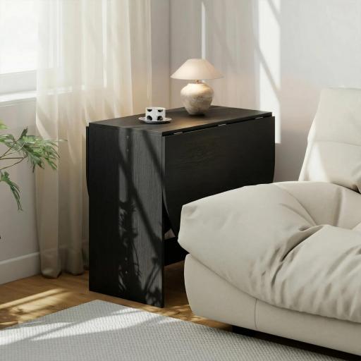 Mesa de Cocina Plegable con Alas Abatibles Mesa de Cocina Plegable de Forma Ovalada Estilo Moderno 163x80x75 cm Negro [7]