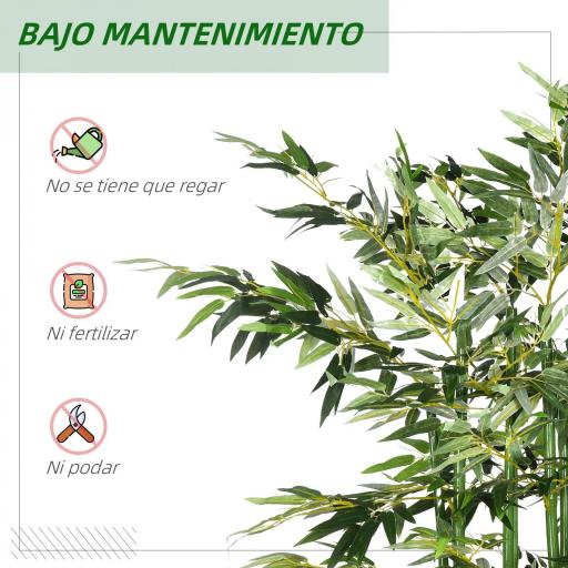Bambú Artificial con Maceta de Madera Planta Artificial de Decoración para Interior 35x10x180 cm Verde [5]