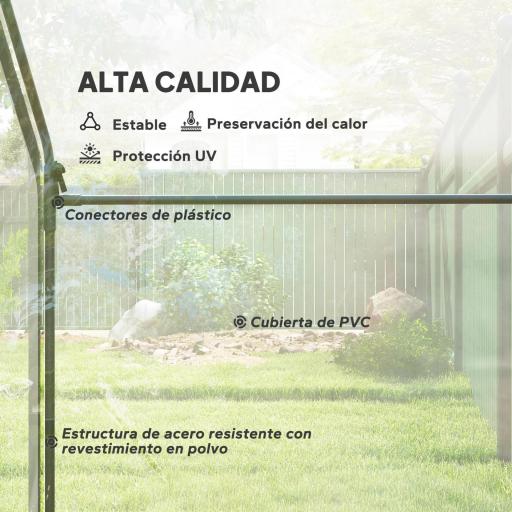 Invernadero con Ventana Puerta Marco de Acero y Cubierta Plástico Impermeable Anti-UV 180x100x168 cm Transparente [3]