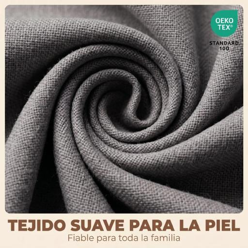 Pack de 2 Sillas de Cocina Nórdicas Tapizadas de Lino Respaldo Curvo Asiento Acolchado Patas de Madera Gris Claro [6]