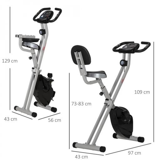 Bicicleta Estática Plegable con Respaldo 8 Niveles de Resistencia Volante Pantalla LCD Pulsómetro y Sillín Ajustable [1]