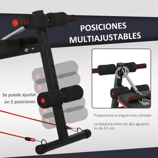 Banco de Ejercicio o Musculación, Banco Abdominales Plegable Ajustable en Altura con Soporte Poplíteo Regulable Ideal Hogar y Gimnasio 137x51x50-66 cm Negro [4]