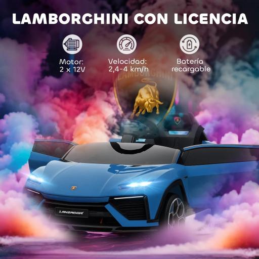 Coche Eléctrico para Niños de +3 Años con licencia Lamborghini Batería 12V Mando a Distancia 2,4 G Motor Doble Azul [1]