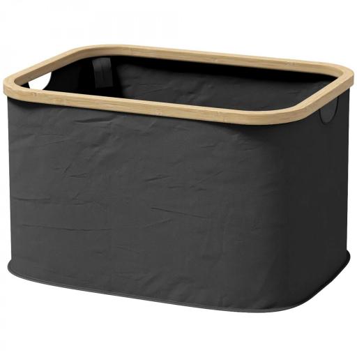 Cesto de la Ropa Sucia Plegable 36 L con Asas para Baño Dormitorio Lavadero 44,3x33,3x26,5 cm Negro [9]