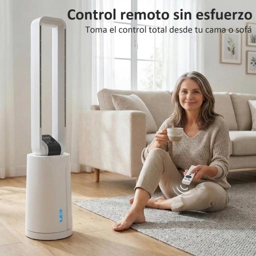 Enfriador de Aire 3 en 1 con Depósito de 1,7L Modos Ajustables Temporizador Control Remoto 24,7x24,7x109,5 cm Blanco [7]