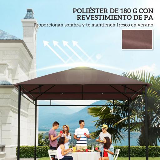 Techo de Repuesto para Cenador, 3x3 m, Cubierta de Repuesto con 8 Orificios de Drenaje, Ventilación y Protección UV, SOLO Toldo de Recambio para Pabellón Gazebo, Café [4]