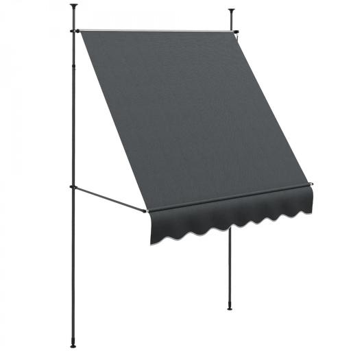 Toldo Manual Retráctil con Manivela 200x120x210-300 cm con Altura Ajustable Impermeable y Anti-UV Gris Oscuro [9]