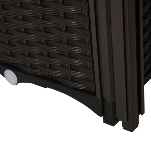 Juego de 4 Jardineras de Exterior Cuadradas Imitación a Mimbre Combinación Libre para Jardín Patio 40x40x26/44 cm Marrón [6]