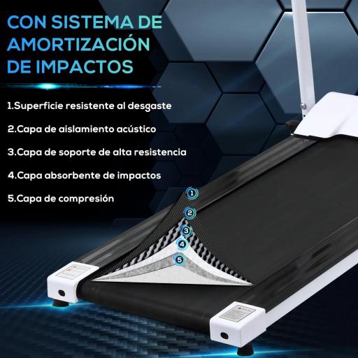 Cinta de Andar Plegable Cinta de Correr Eléctrica Velocidad de 1-10km/h con Pantalla LCD y Carga Máx. 110 kg para Fitness Hogar Oficina 125x61x118 cm Blanco y Negro [7]