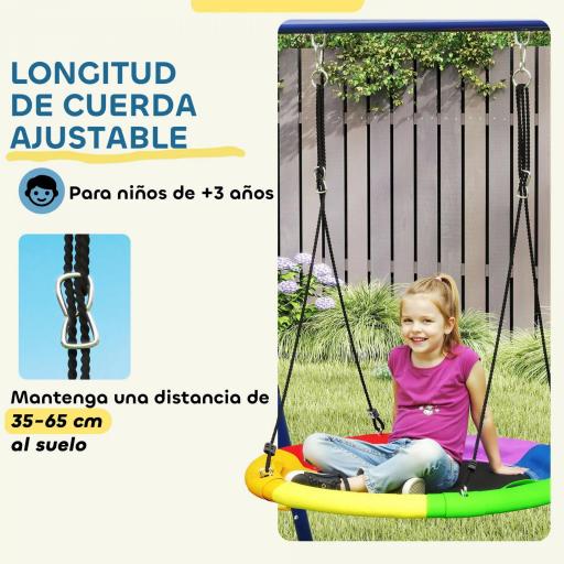 Conjunto de Columpios 6 en 1 para Niños con Nido Escalera Red para Escalar Canasta 350x183x200 cm Multicolor [5]