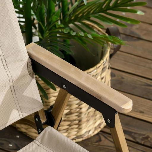 Set 2 Sillas de Jardín Plegables con Reposabrazos Sillas para Camping y Playa en Tela Oxford y Acero 54x59x78 cm Caqui [5]