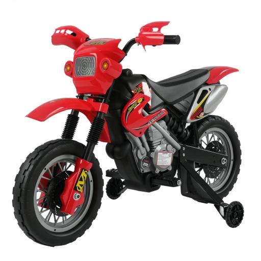 Moto Electrica Infantil Bateria 6V Recargable Niños 3+ Años Cargador y Ruedas Apoyo 102x53x66 cm Color Rojo [9]