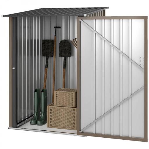 Caseta de Jardín Metálica 0,92 m² 100x103x160 cm con 1 Puerta y Cerradura para Almacenamiento de Herramientas Marrón [8]