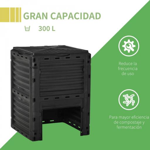 Compostador Capacidad de 300L Compostera Orgánica para Producción Abono de Jardín Exterior con 48 Respiraderos 60,5x60,5x81,5 cm Negro [1]