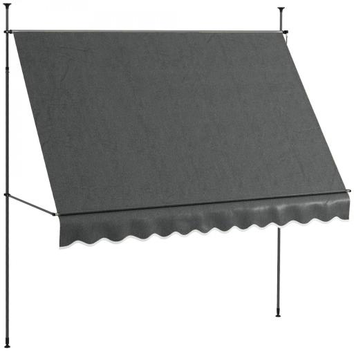 Toldo Manual Retráctil para Balcón 300x120x210-300 cm con Manivela Altura Ajustable Impermeable y Anti-UV Gris Oscuro [8]