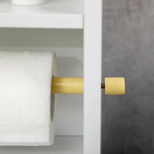 Portarrollos de Papel Higiénico con Armario para Baño con Estante Interior Ajustable 23x18x100 cm Blanco [2]