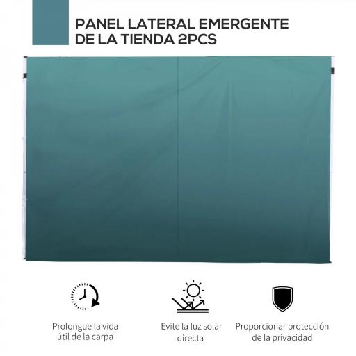  2 Paredes Laterales para Carpas de 3 x 3 m, 300x200 cm, Paredes Laterales de Repuesto para Cenador de Tela Oxford con Ventana, para Jardín, Exteriores, Fiestas, Verde Oscuro [3]