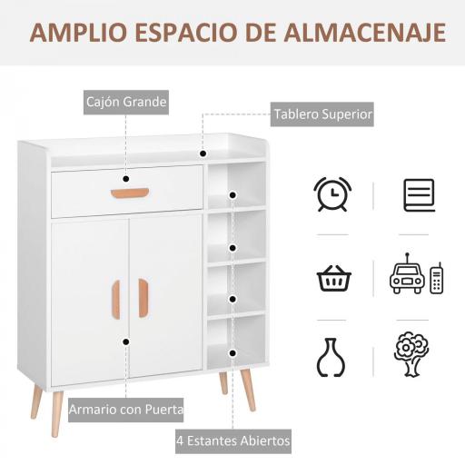 Aparador Buffet Armario Gabinete Consola Mueble Multiusos de Comedor Salón Baño Pasillo 80x29.5x96cm [2]
