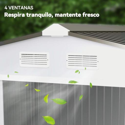 Caseta de Jardín 277x195x192 cm Cobertizo de Exterior Metálico para Almacenamiento de Herramientas Plata y Gris [6]