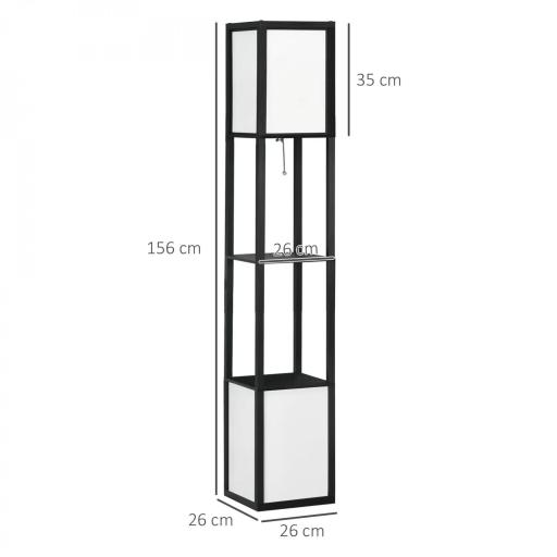 Lámpara de Pie de Madera con Estante para Bombilla E27 Potencia Máx. 40W Lámpara Moderna 26x26x156 cm Negro y Blanco [1]