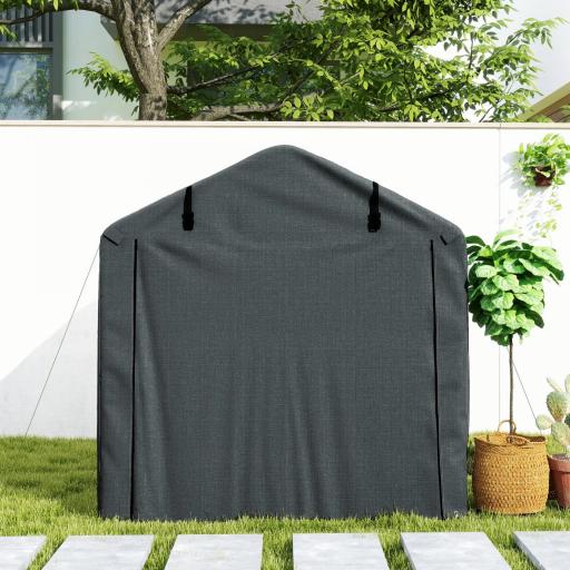 Carpa de Jardín Exterior para Herramientas Bicicletas 2,2x1,57x1,65 m con Puerta con Cremallera Impermeable Gris Oscuro [6]