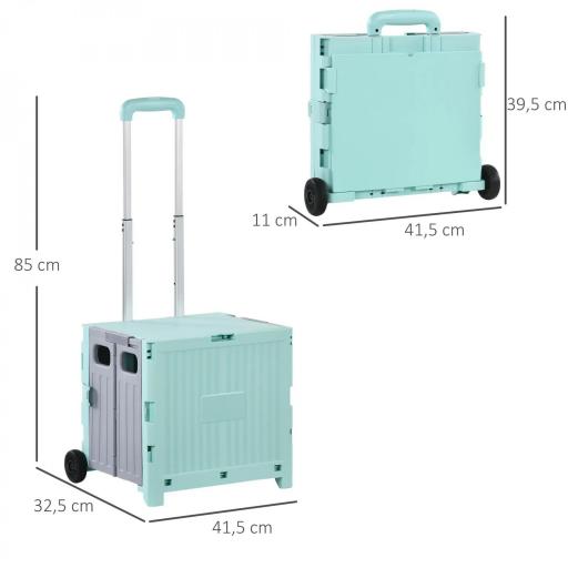 Carrito de la Compra Plegable con 2 Ruedas para Subir Escaleras Ángulo y Longitud de Mango Ajustable 48x43x95 cm Blanco [1]