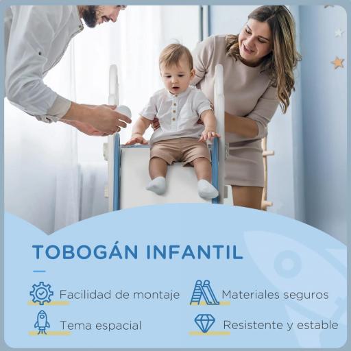 Tobogán Infantil para Niños de 18-36 Meses con 3 Escalones Antideslizantes para Interior Exterior 157x46,5x80 cm Gris [4]
