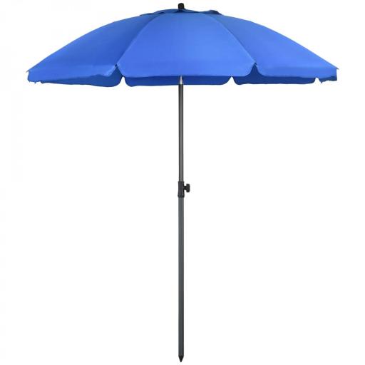 Sombrilla de Playa con Protección UV50+ Mástil de Ø32 mm y Toldo Ajustable Ø180x209 cm Azul [6]
