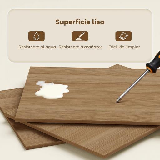 Escritorio Plegable con Estantería con 4 Estantes Mesa de Ordenador para Estudio Oficina Casa 105x60x127 cm Natural [2]