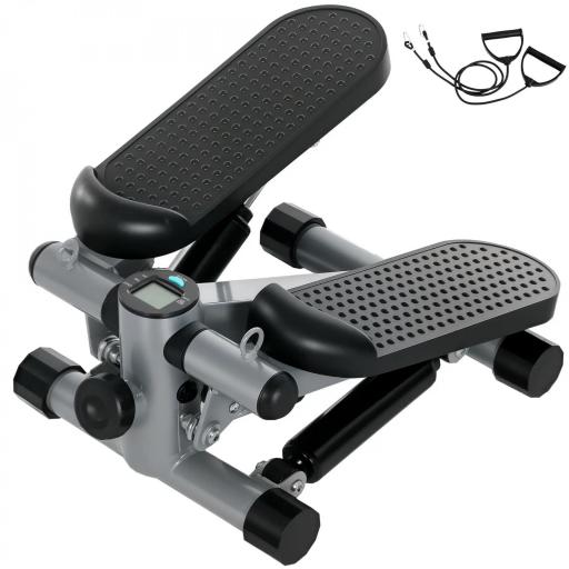 Mini Stepper Compacto para Hacer Ejercicio en Casa con Bandas de Resistencia Monitor LCD Pedales Antideslizantes Gris [8]