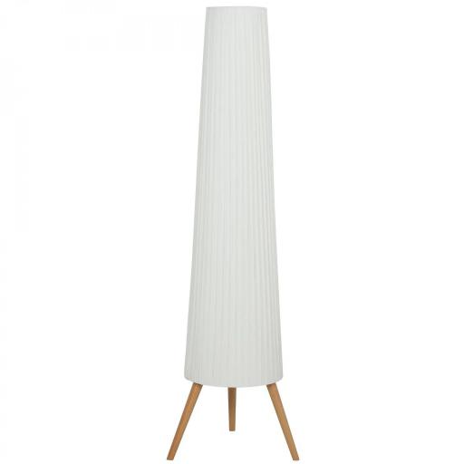 Lámpara de Pie con Trípode Brillo Ajustable 3 Niveles Interruptor de Pie Patas de Madera y Pantalla de Tela Blanco [10]