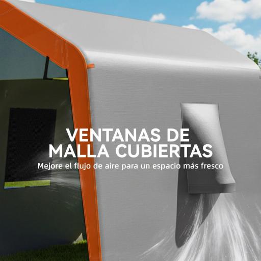 Carpa Garaje Portátil 2,4x1,8 m para Coche Impermeable con Puerta Enrollable con Cremallera Ventanas UPF30+ Gris Claro [3]