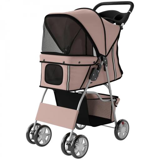 Carrito para Perros Pequeños con Cesta de Almacenaje Portavasos Ruedas y Cojín Lavable 77x44x102 cm Café [9]