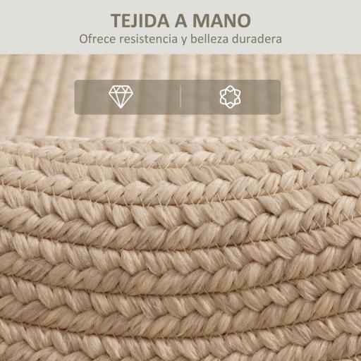 Alfombra Salón 170x120 cm Lavable en Lavadora Tejido a Mano Estilo Rústico Tapete para Sala de Estar Dormitorio Beige [8]