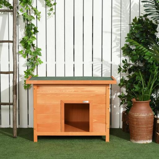 Caseta para Perro de Exterior con Tejado Abatible y Patas Antideslizantes para Interior y Exterior 82x58x58 cm Natural [7]