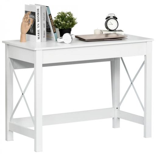 Mesa Escritorio Estilo Moderno Escritorio Fácil de Montar Mesa de Ordenador para Oficina Dormitorio Estudio 105x50x76 cm Blanco [9]