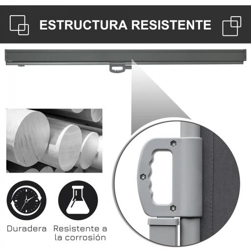 Toldo Lateral Retráctil 300x180 cm Pantalla Enrollable Mampara de Privacidad y Protección Solar para Balcón Terraza Gris [3]