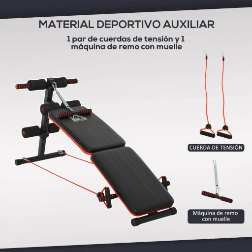 Banco de Ejercicio o Musculación, Banco Abdominales Plegable Ajustable en Altura con Soporte Poplíteo Regulable Ideal Hogar y Gimnasio 137x51x50-66 cm Negro [2]
