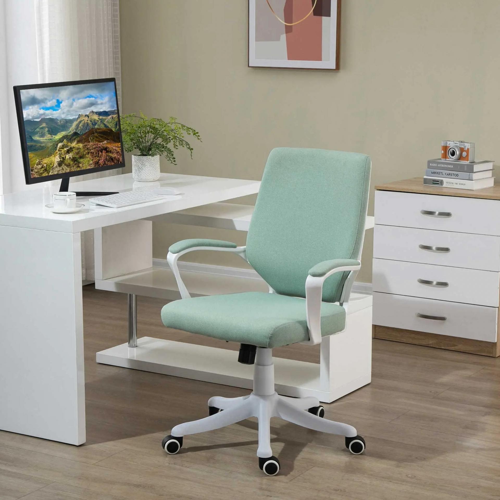 Silla de Escritorio Giratoria Silla de Oficina Basculante con Reposabrazos y Altura Ajustable 62x69x92-100 cm Verde