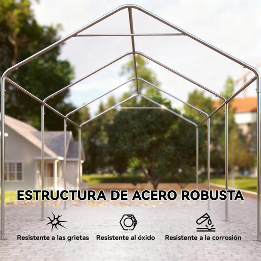 Carpa Garaje de Exterior 3x6 m con Tejido PE Resistente Estructura de Acero y Paredes Desmontables Gris Oscuro [5]