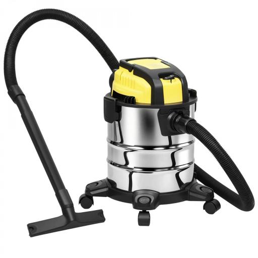 Aspirador en Seco y Húmedo 3 en 1 1200W con Función de Soplador Manguera 2 m Depósito Inoxidable 20L Amarillo [9]